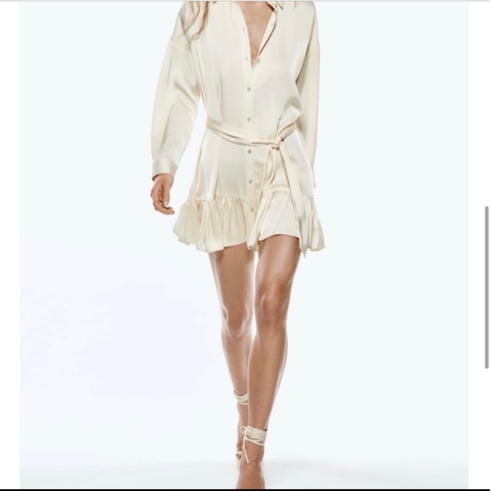 Zara Ruffle Satin Effect Dress